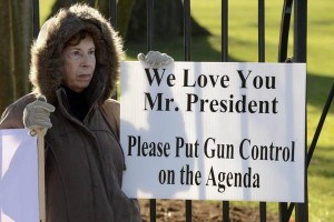 Supporters of gun control outside the White House