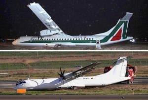 AEREO FUORI PISTA: SPARITO LOGO ALITALIA SU ATR 72